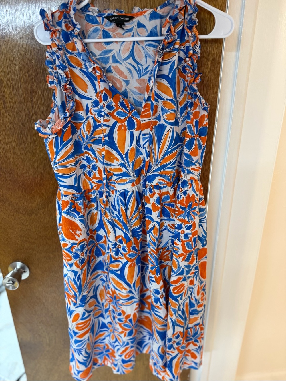 Maggy London Blue and Orange Floral Mini Dress